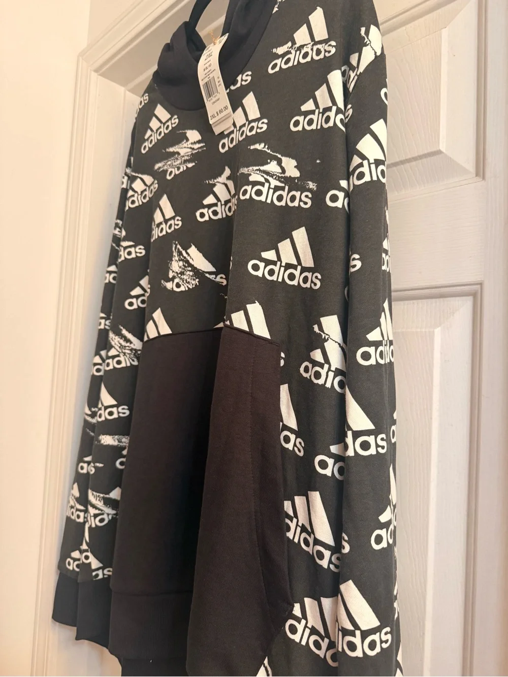 adidas Black and White All-Over Logo Hoodie